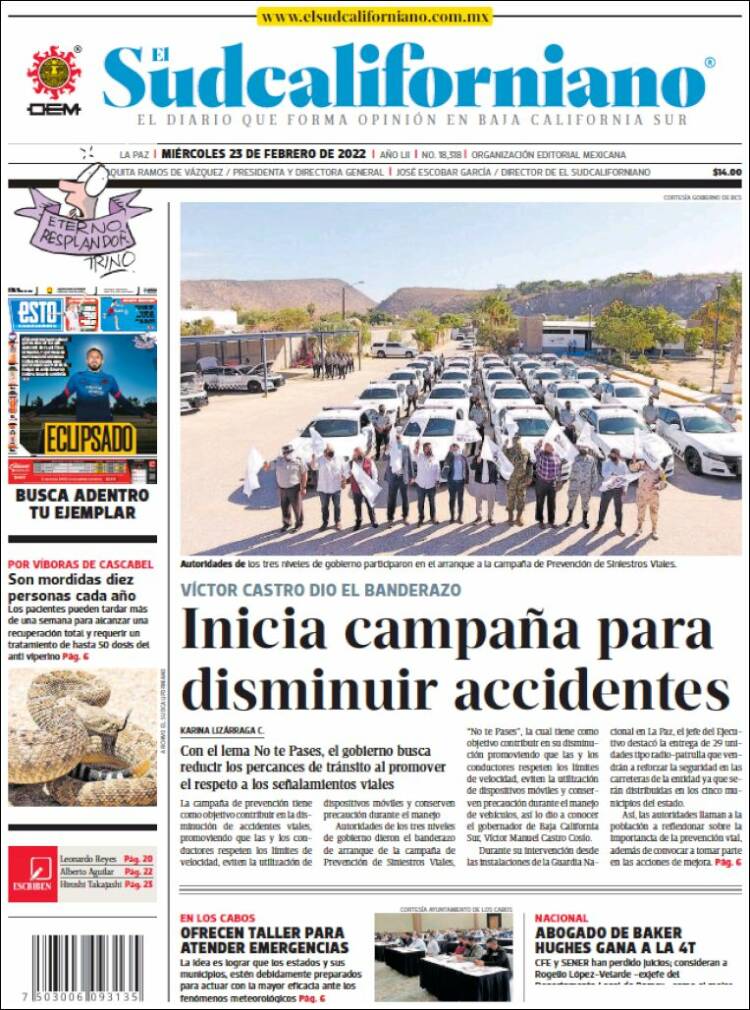 Portada de El Sudcaliforniano (M&eacute;xico)