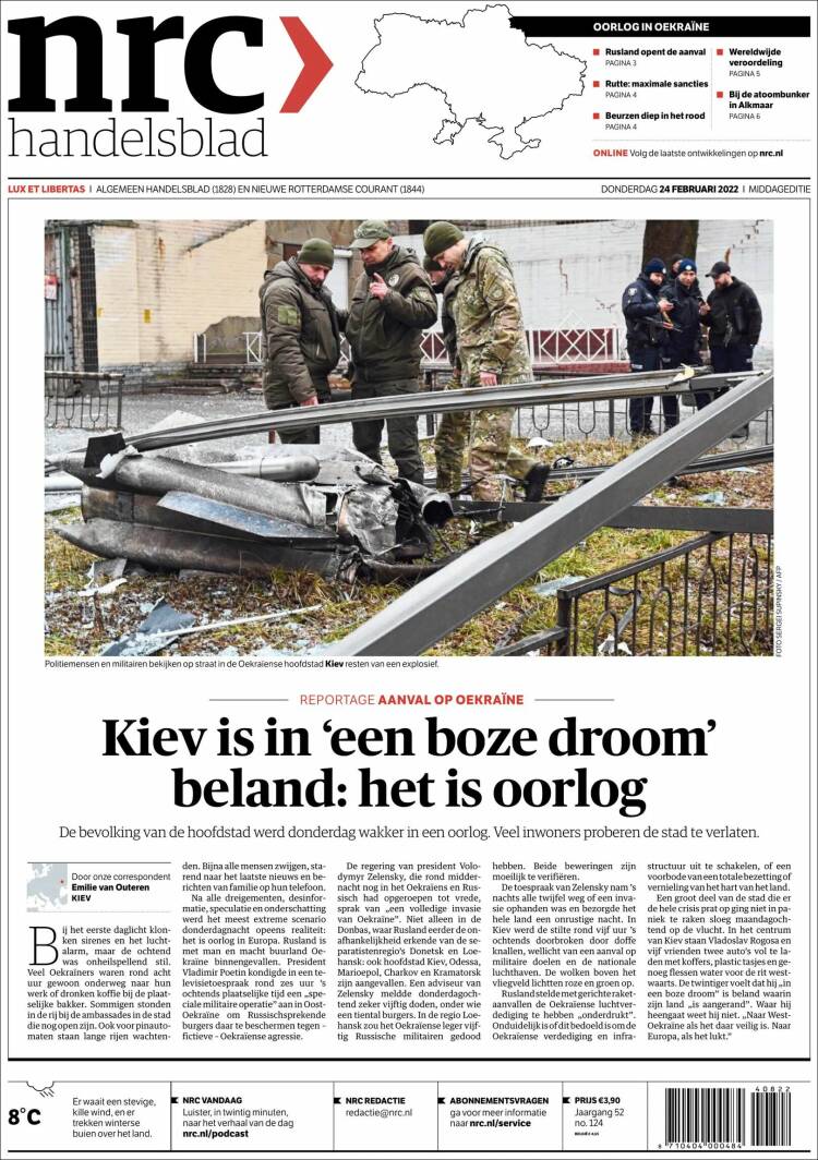 Portada de NRC Handelsblad (Pa&iacute;ses Bajos)