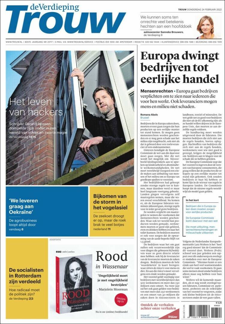 Portada de Trouw (Pa&iacute;ses Bajos)
