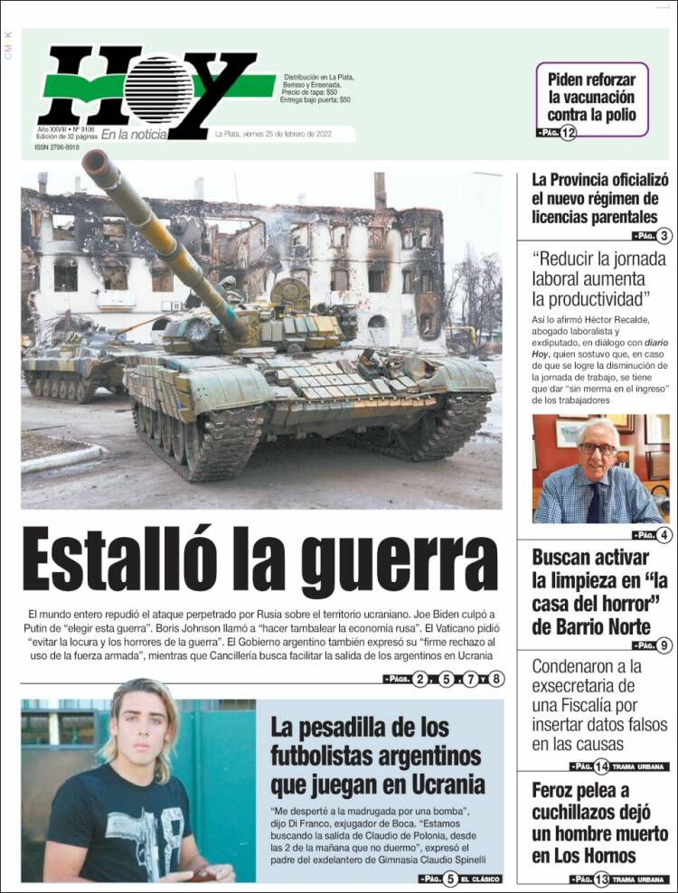Portada de Diario Hoy (Argentina)