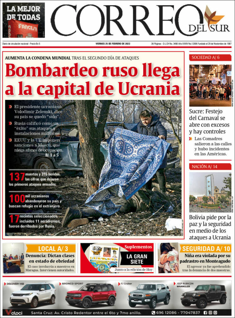 Portada de Correo Sur (Bolivia)