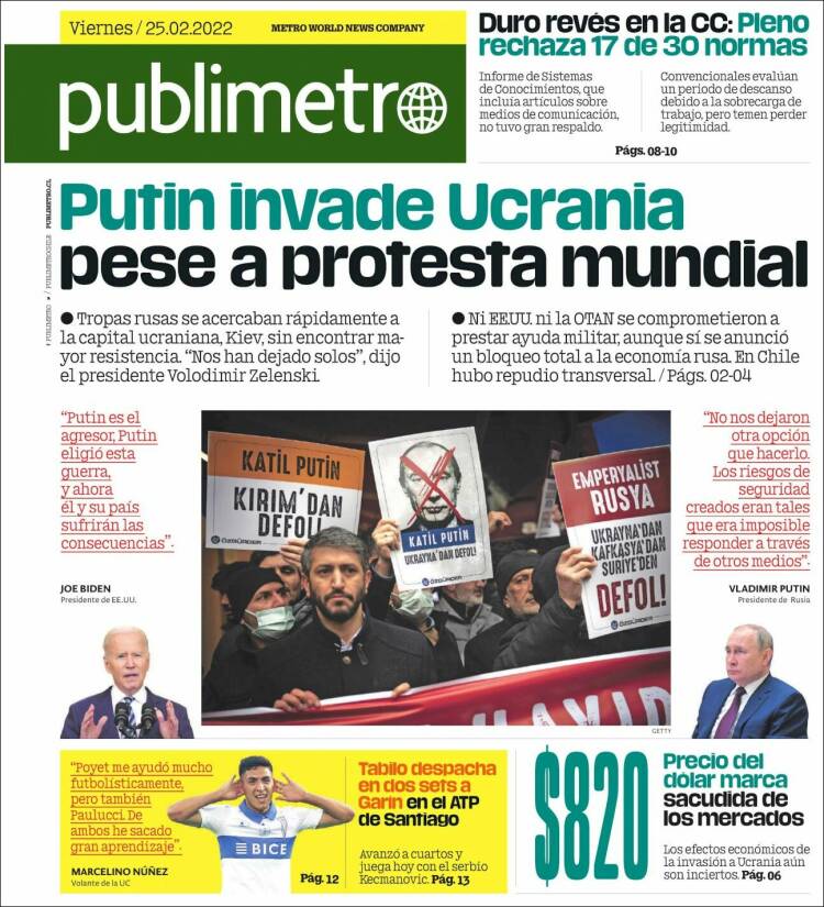 Portada de Publimetro (Chile)
