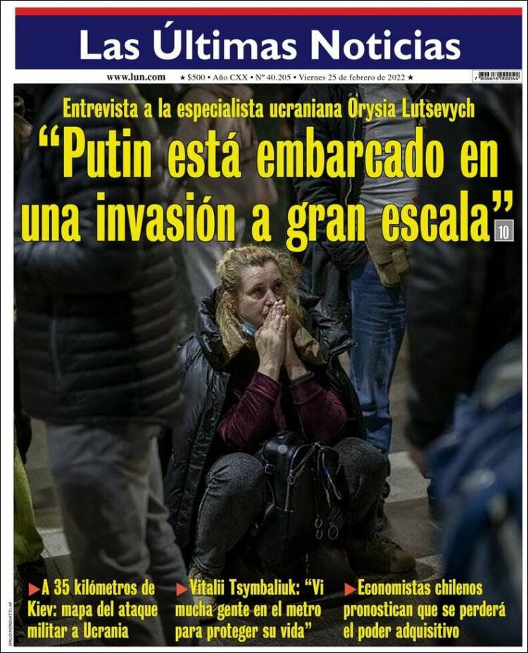 Portada de Las Últimas Noticias (Chile)