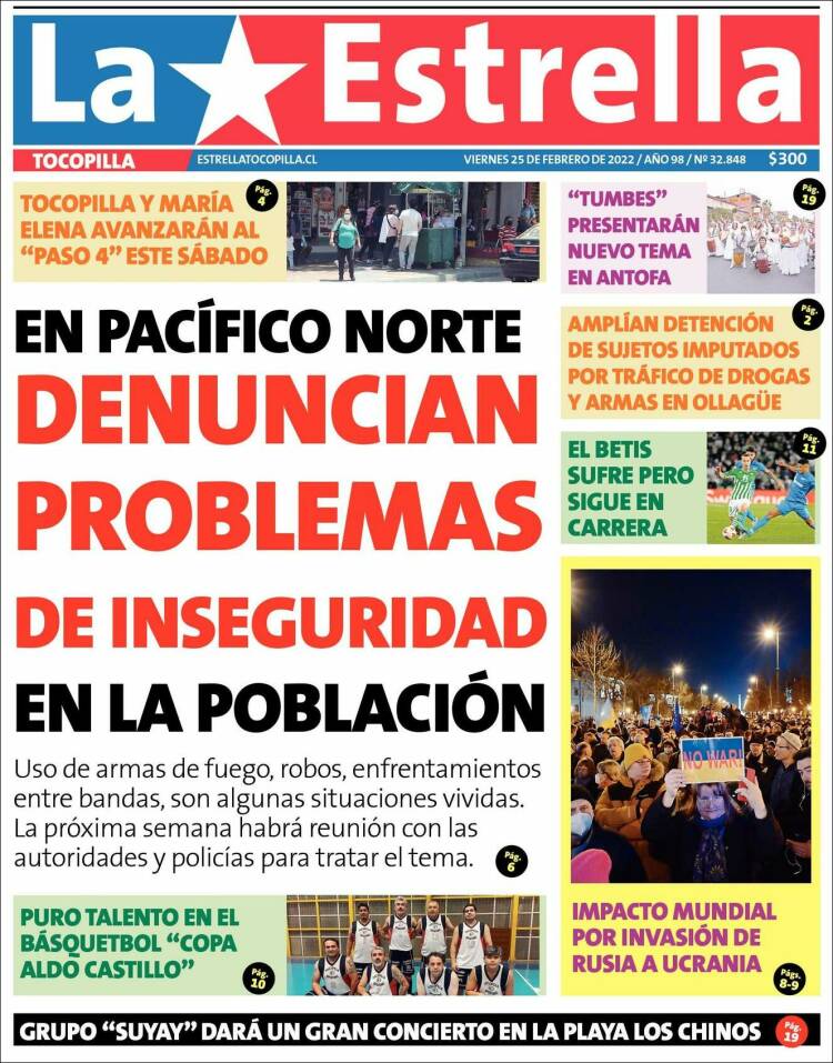 Portada de La Estrella de Tocopilla (Chile)