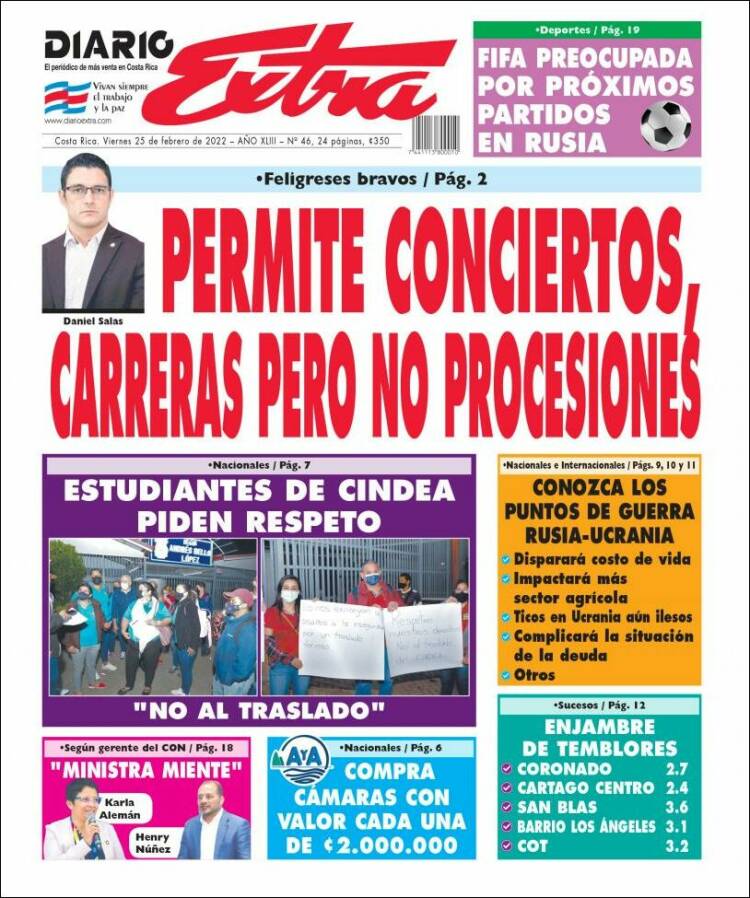 Portada de Diario Extra (Costa Rica)