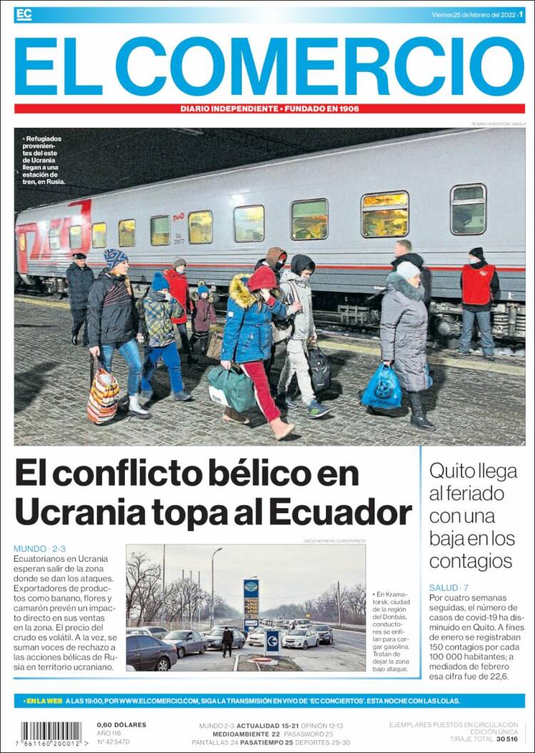 Portada de El Comercio (Ecuador)