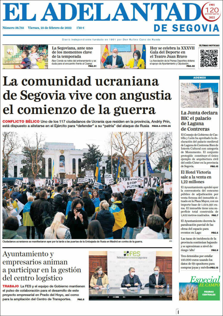 Portada de El Adelantado de Segovia (Espa&ntilde;a)