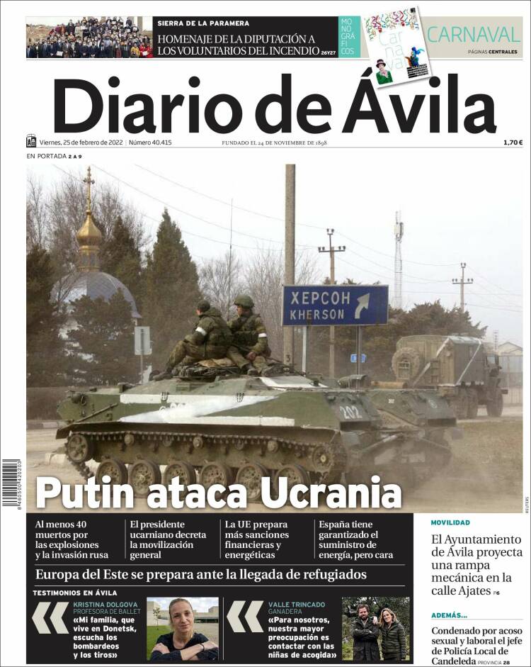 Portada de Diario de Ávila (Espa&ntilde;a)