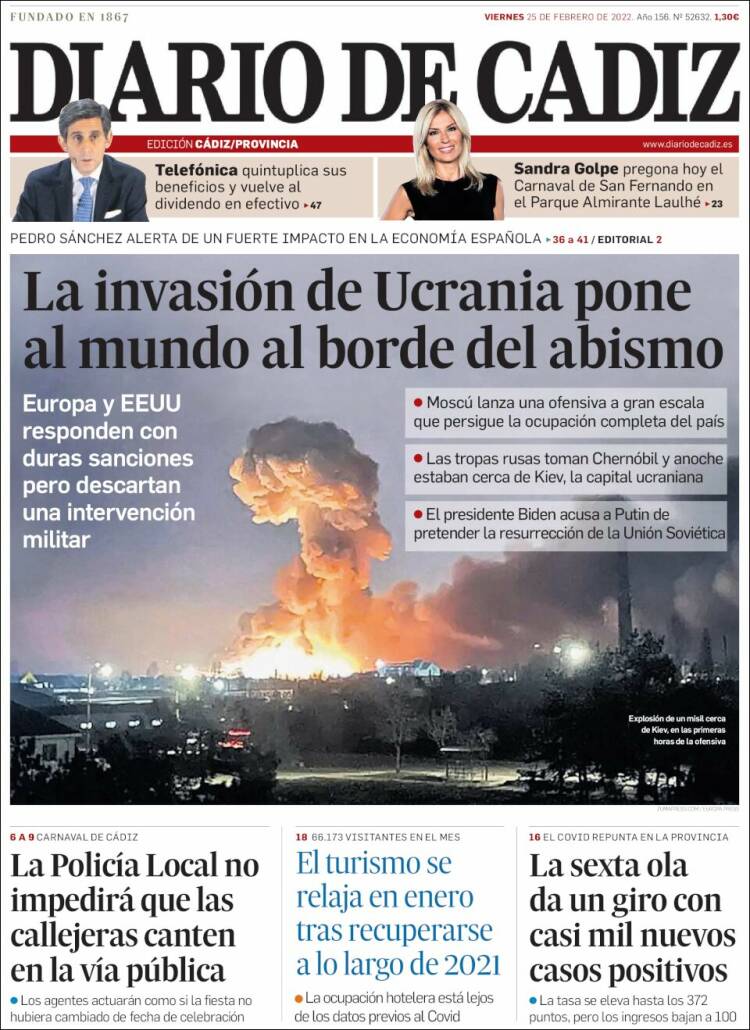 Portada de Diario de Cádiz (Espa&ntilde;a)