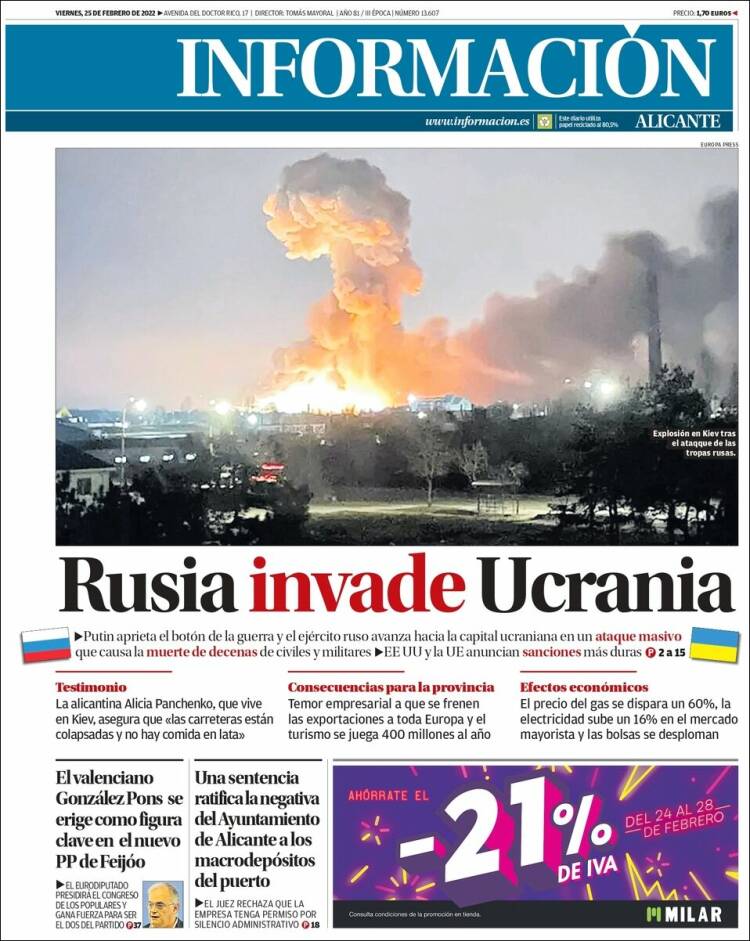 Portada de Diario Información (Espa&ntilde;a)
