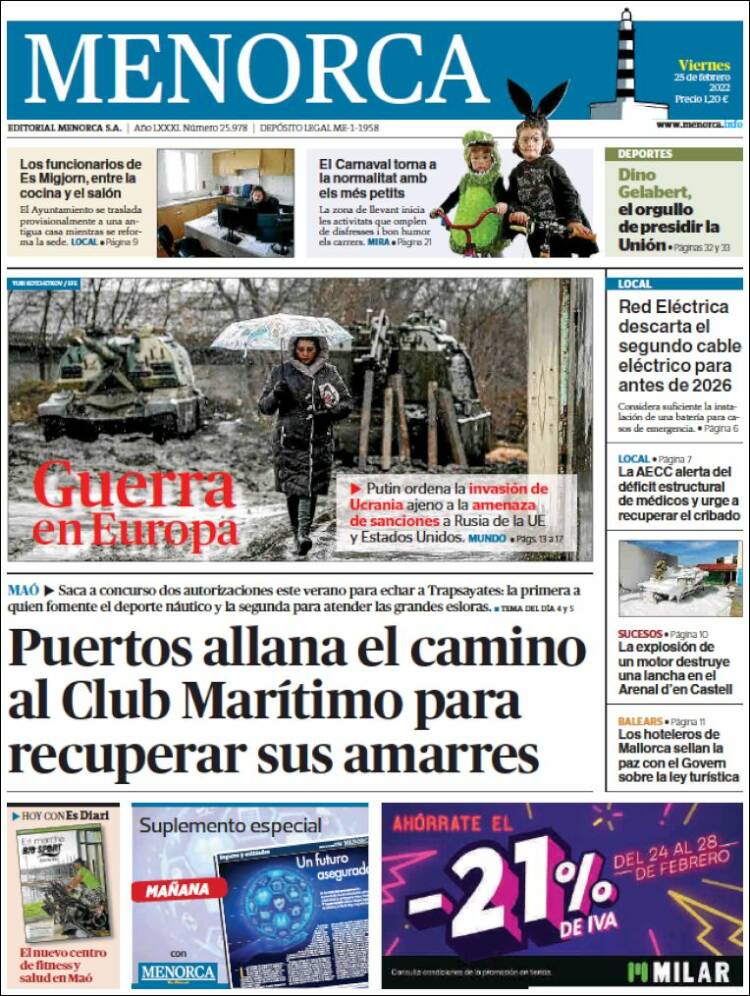 Portada de Menorca - Diario Insular (Espa&ntilde;a)