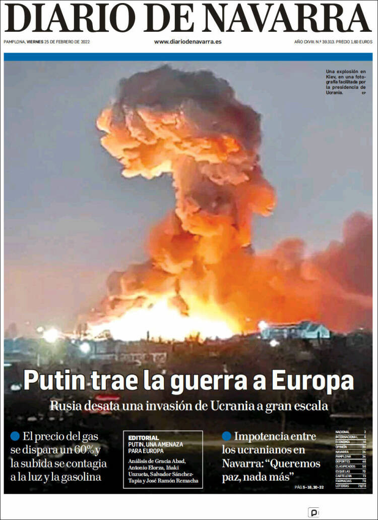 Portada de Diario de Navarra (Espa&ntilde;a)