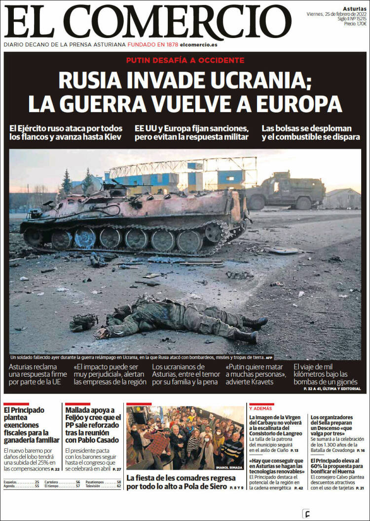 Portada de El Comercio (Espa&ntilde;a)