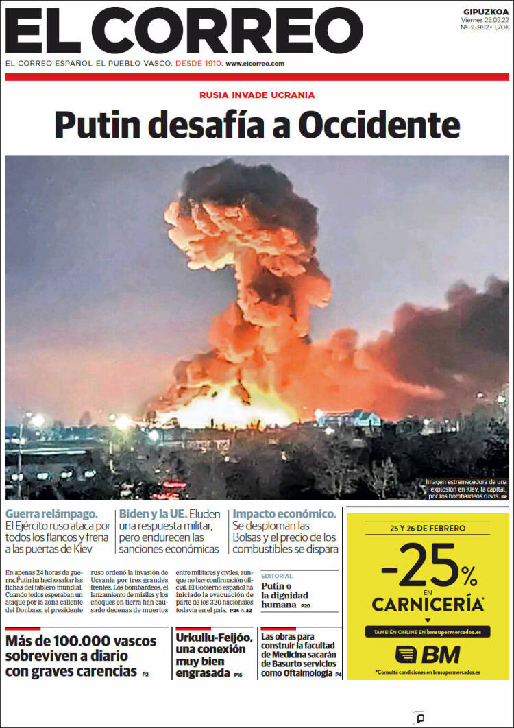 Portada de El Correo - Guipuzcoa (Espa&ntilde;a)