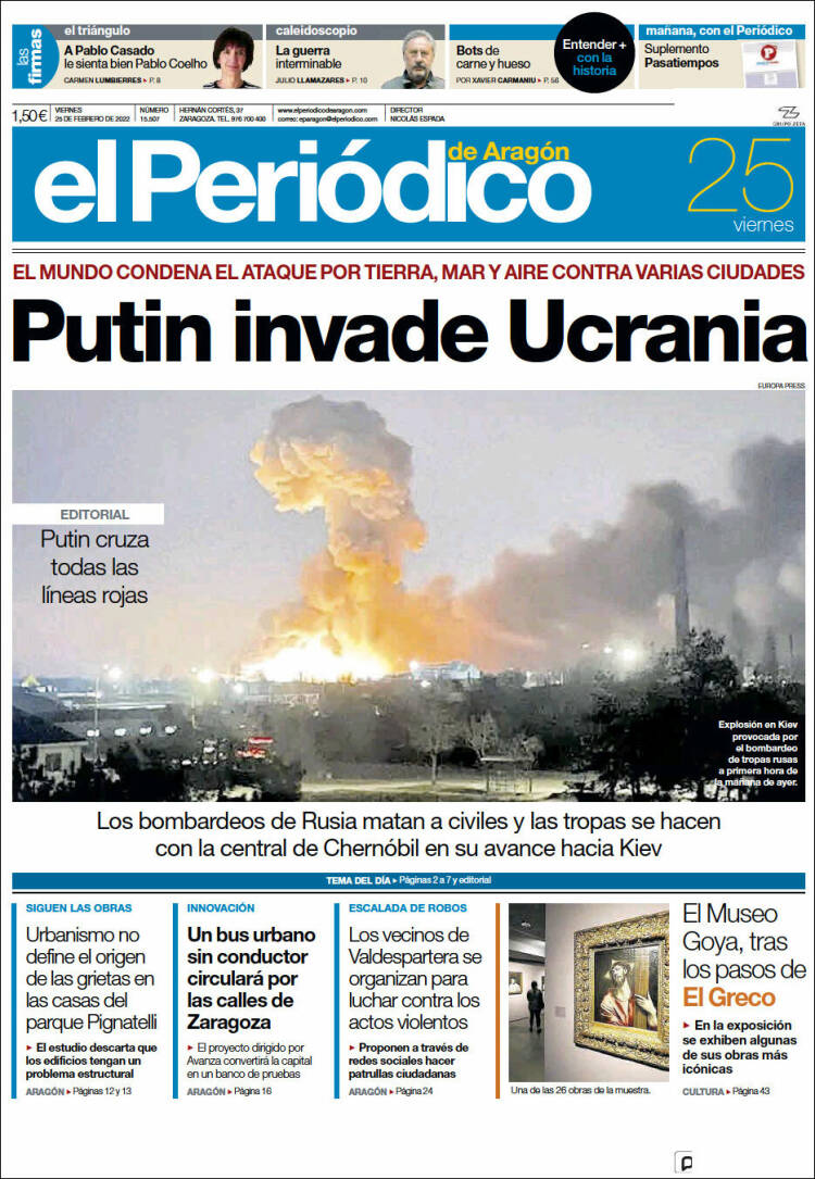 Portada de El Periódico de Aragón (Espa&ntilde;a)