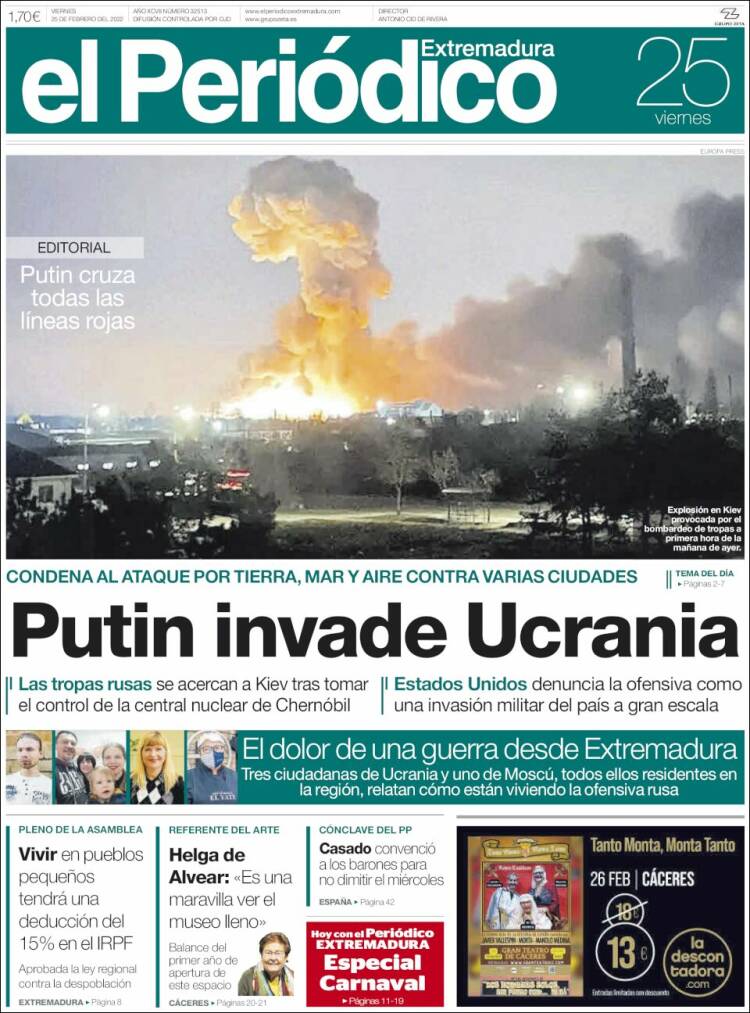 Portada de El Periódico de Extremadura (Espa&ntilde;a)