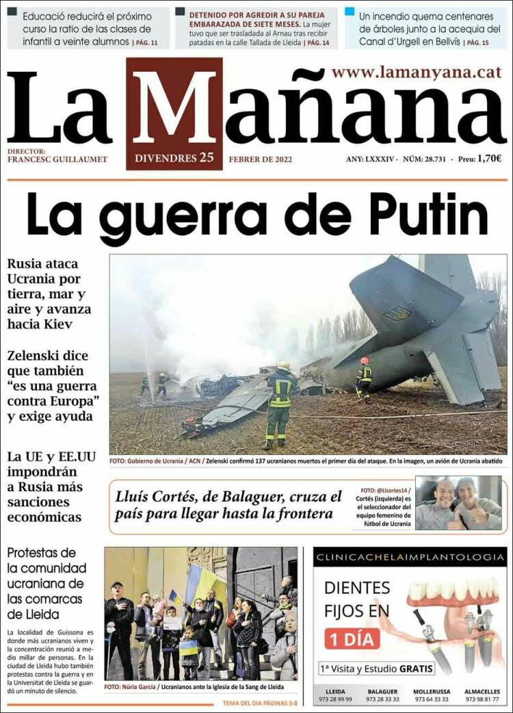 Portada de La Mañana - Diari de Ponent (Espa&ntilde;a)