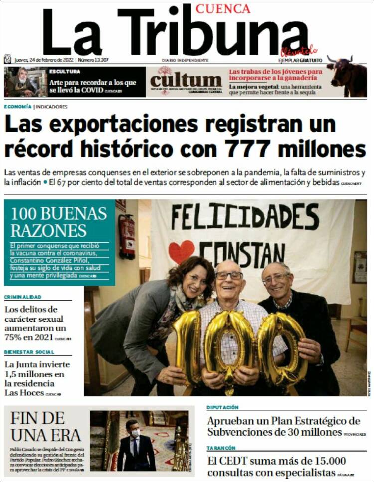 Portada de La Tribuna de Cuenca (Espa&ntilde;a)