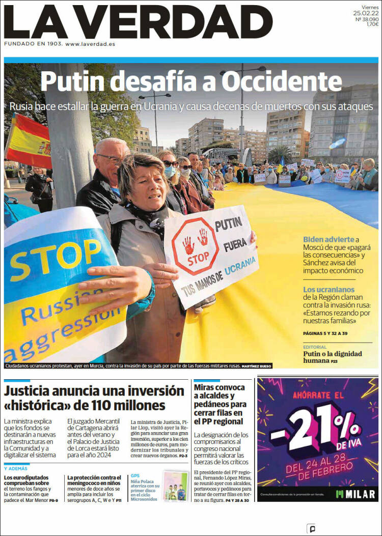 Portada de La Verdad de Murcia (Espa&ntilde;a)