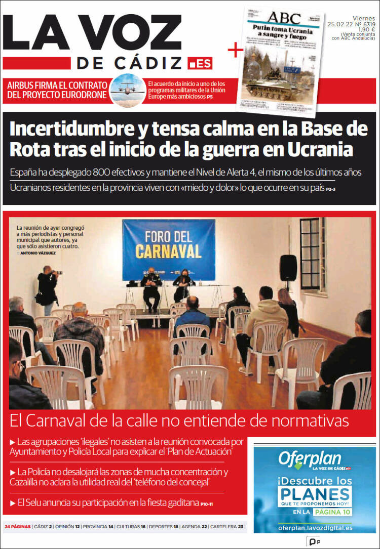 Portada de La Voz de Cádiz (Espa&ntilde;a)