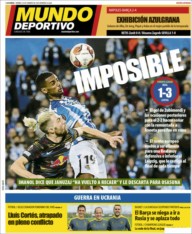 Portada de Mundo Deportivo Gipuzkoa (Espa&ntilde;a)