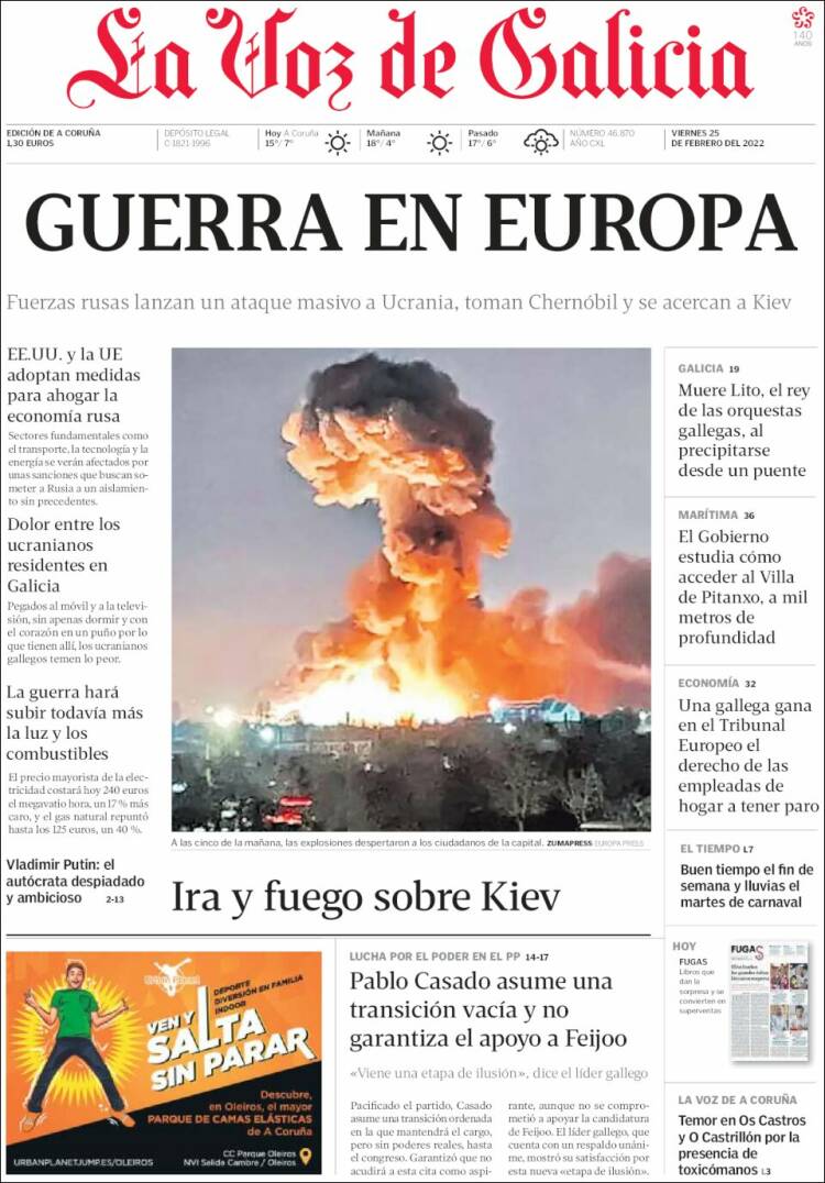 Portada de La Voz de Galicia (Espa&ntilde;a)