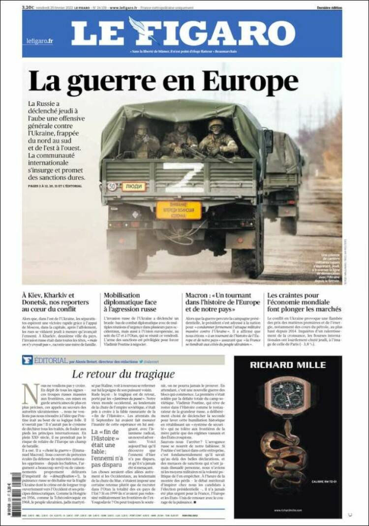 Portada de Le Figaro (Francia)