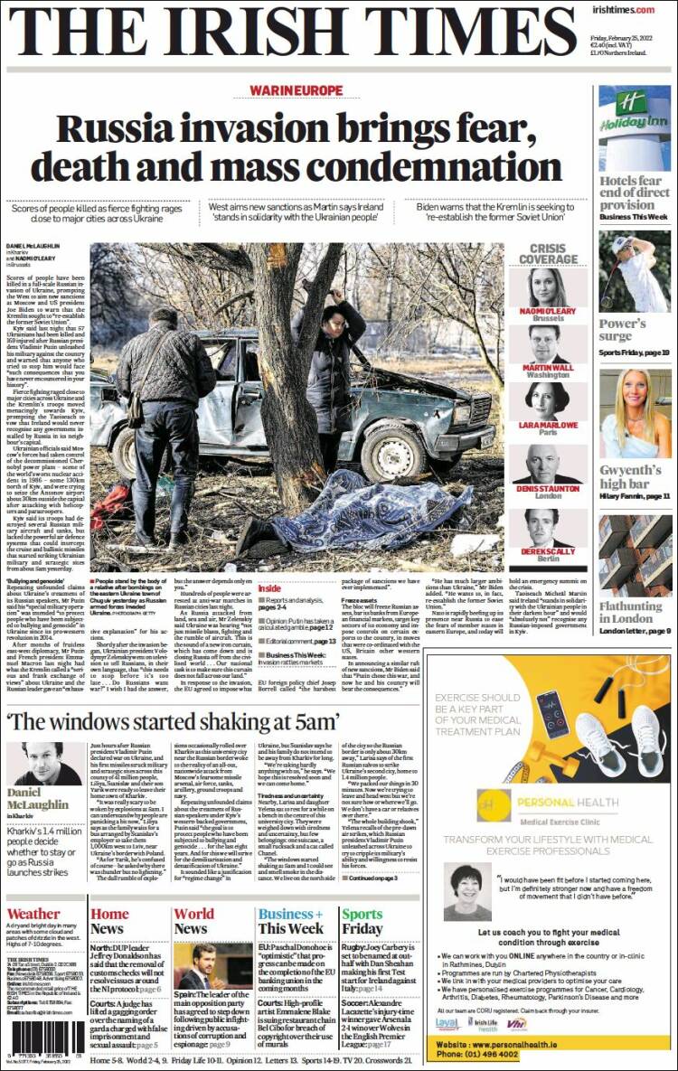 Portada de Irish Times (Irlanda)