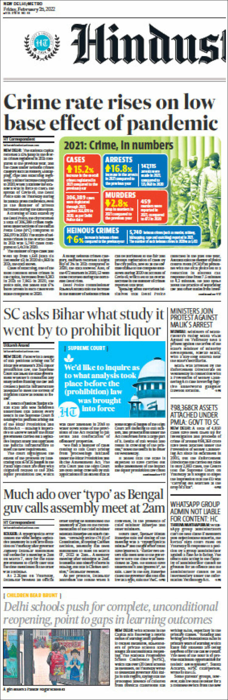 Portada de Hindustan Times (India)