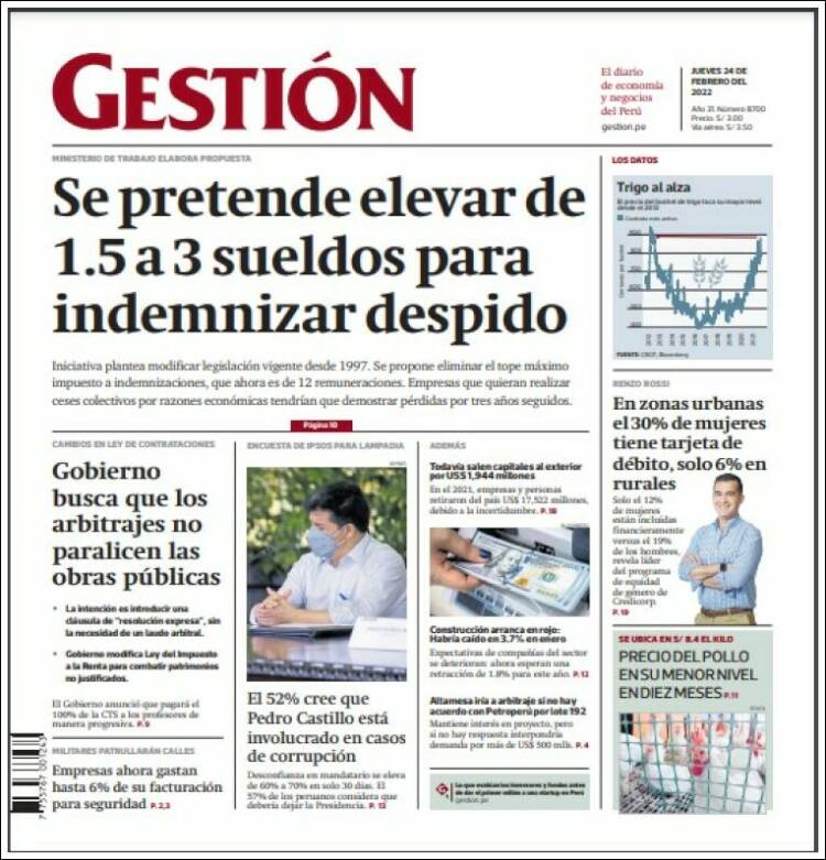 Portada de Diario Gestión (Per&uacute;)