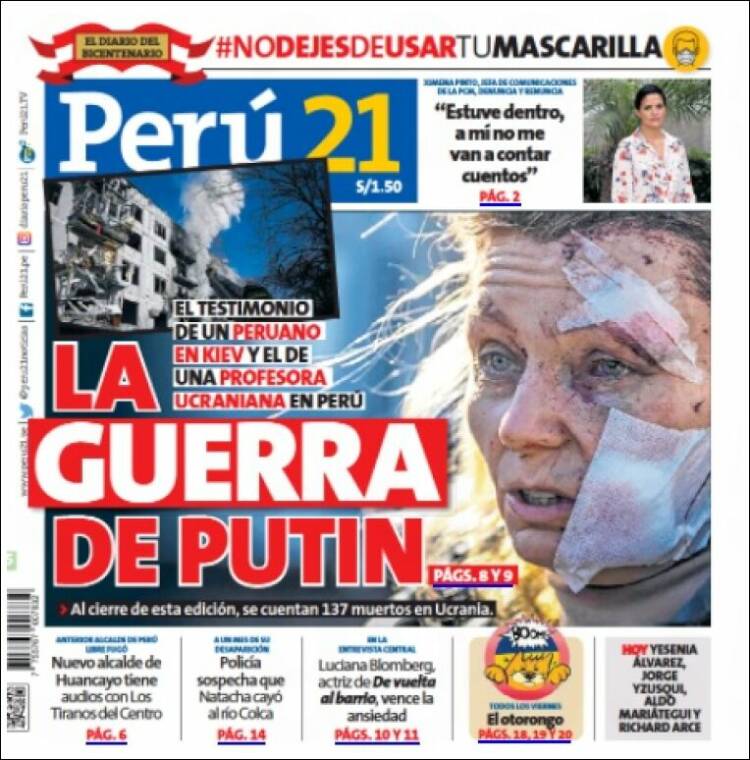 Portada de Perú 21 (Per&uacute;)