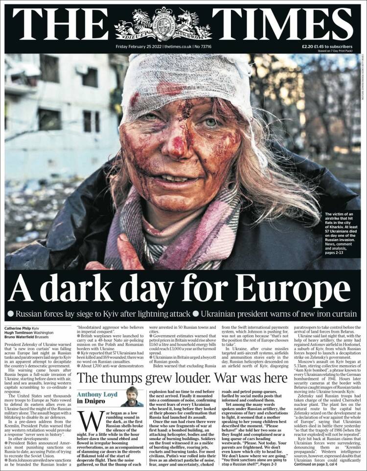 Portada de The Times (Reino Unido)