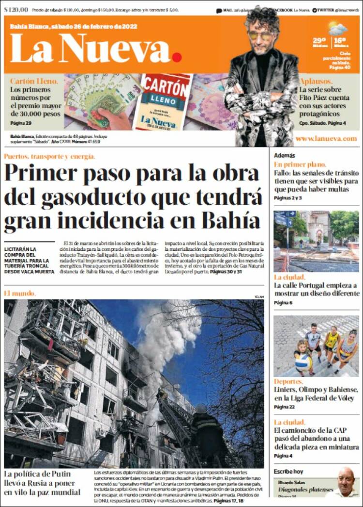Portada de La Nueva Provincia (Argentine)