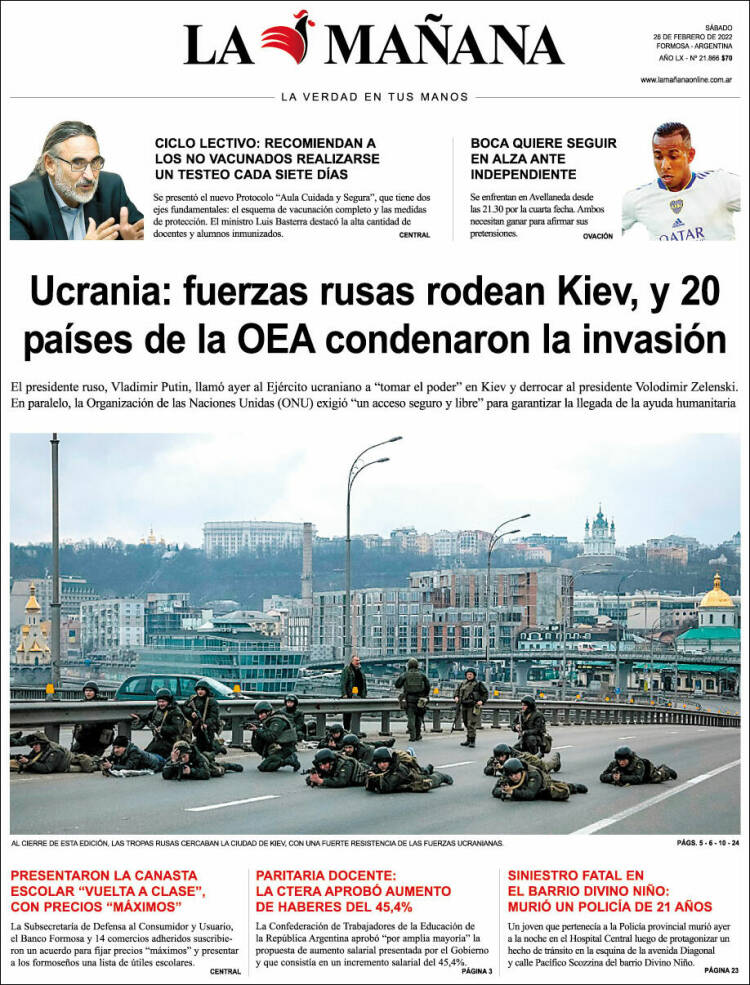 Portada de Diario La Mañana (Argentine)