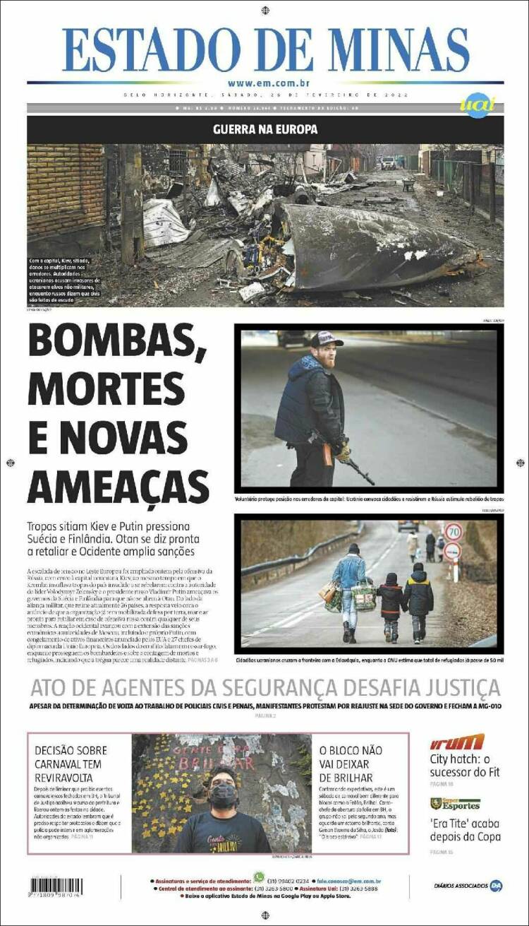 Portada de Jornal Estado de Minas (Br&eacute;sil)