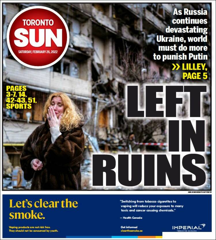 Portada de The Toronto Sun (Canadá)