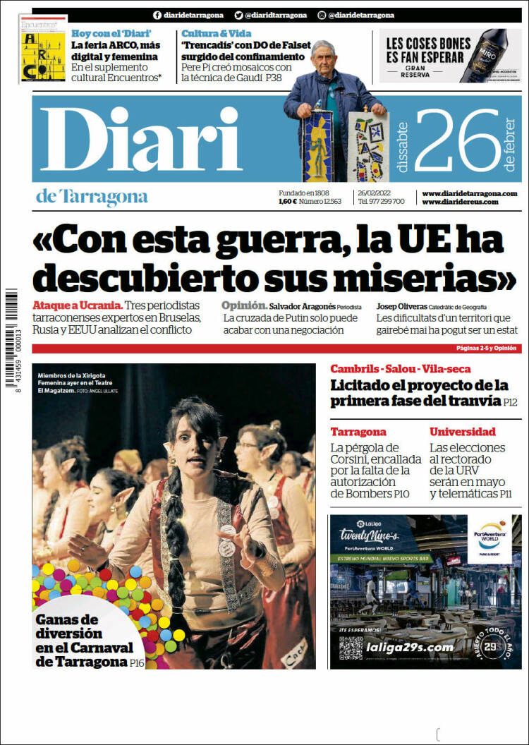 Portada de Diari de Tarragona (España)