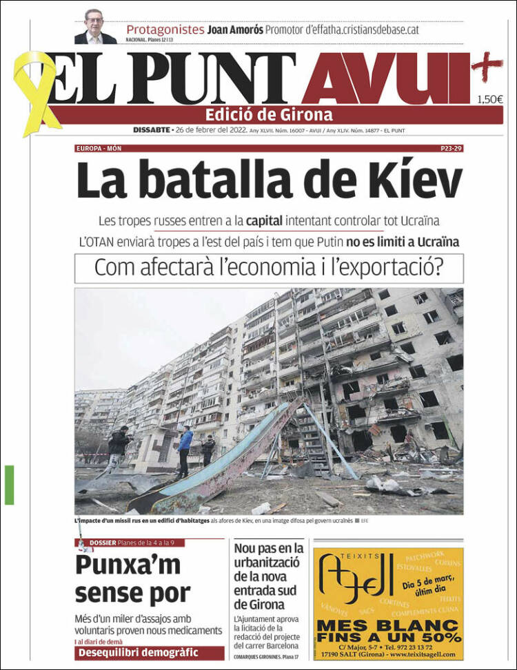 Portada de El Punt Avui - Girona (España)