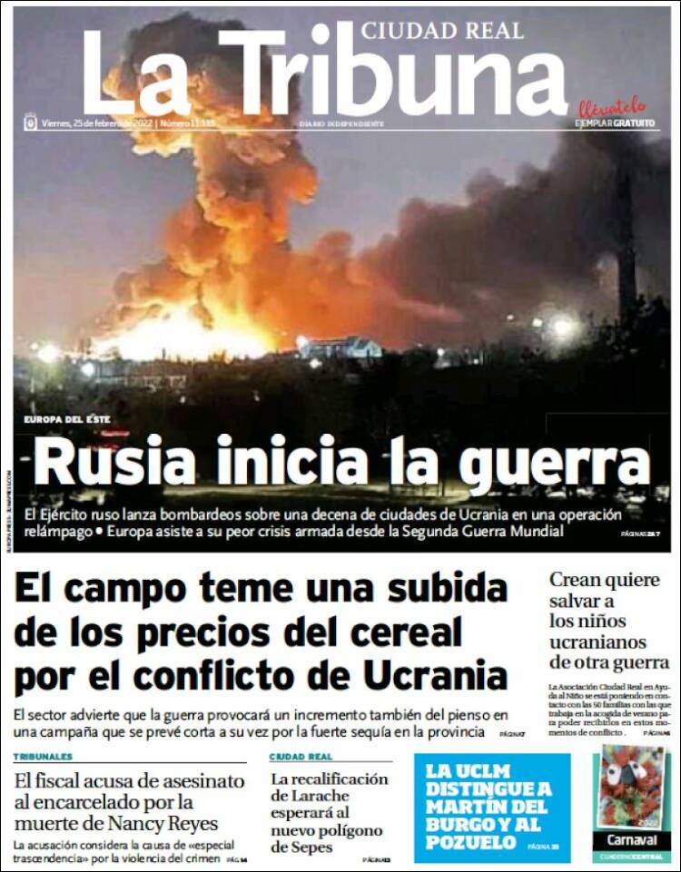 Portada de La Tribuna de Ciudad Real (España)