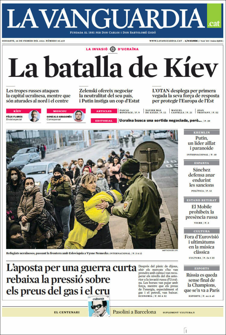 Portada de La Vanguardia (España)