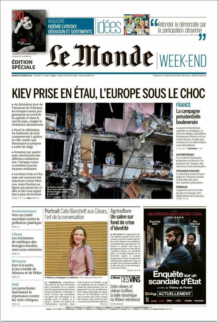 Portada de Le Monde (France)