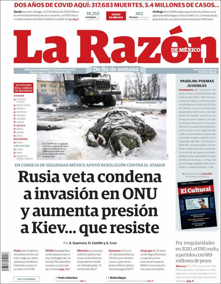 Portada de La Razón (Mexique)