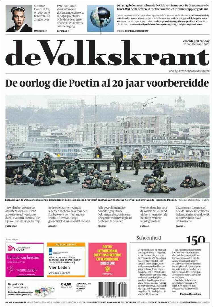 Portada de De Volkskrant (Pays-Bas)