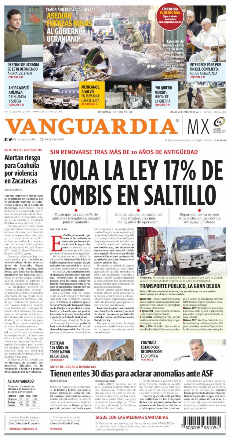 Portada de Vanguardia (México)