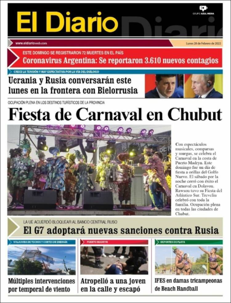 Portada de El Diario de Madryn (Argentine)