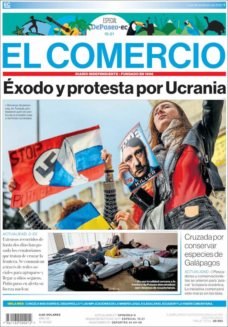 Portada de El Comercio (Ecuador)