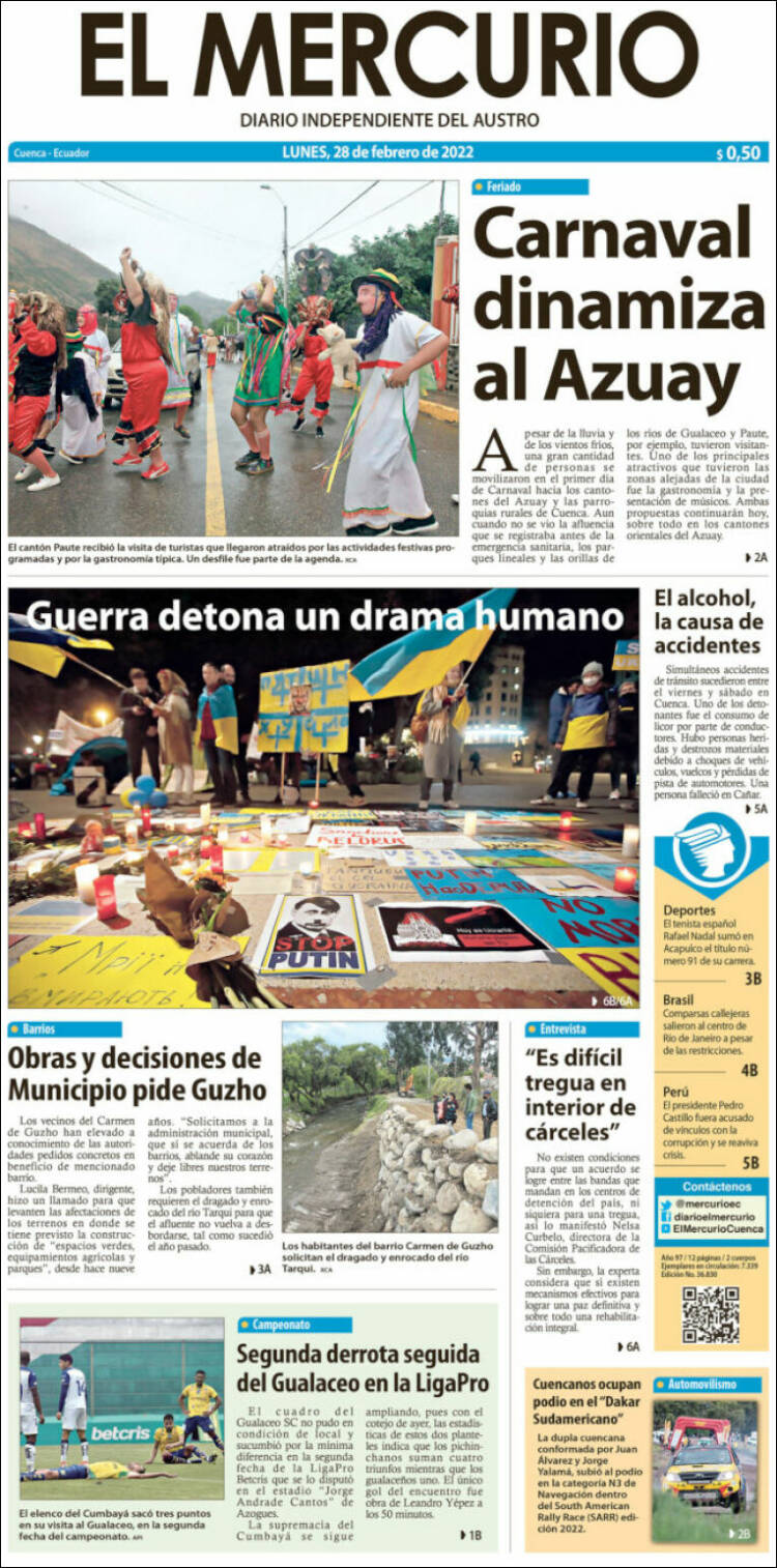 Portada de Diario El Mercurio (Ecuador)