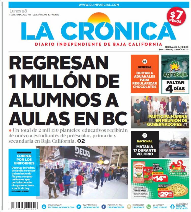 Portada de La Crónica de Baja California (México)