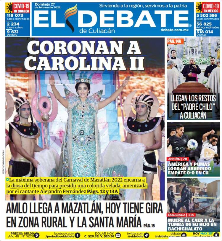 Portada de El Debate de Culiacán (México)