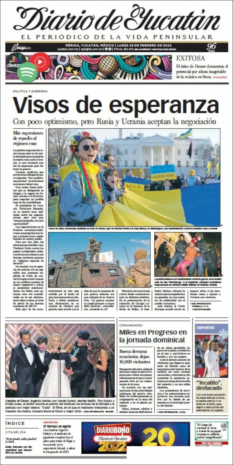 Portada de Diario de Yucatán (México)